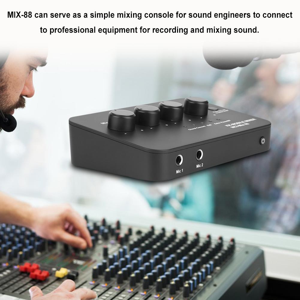 Portable Karaoke Microphone Mixer 3.5mm AUX BT Connection with 2 Mic Inputs Digital Audio Mixer for Karaoke Smart TV PC Speaker