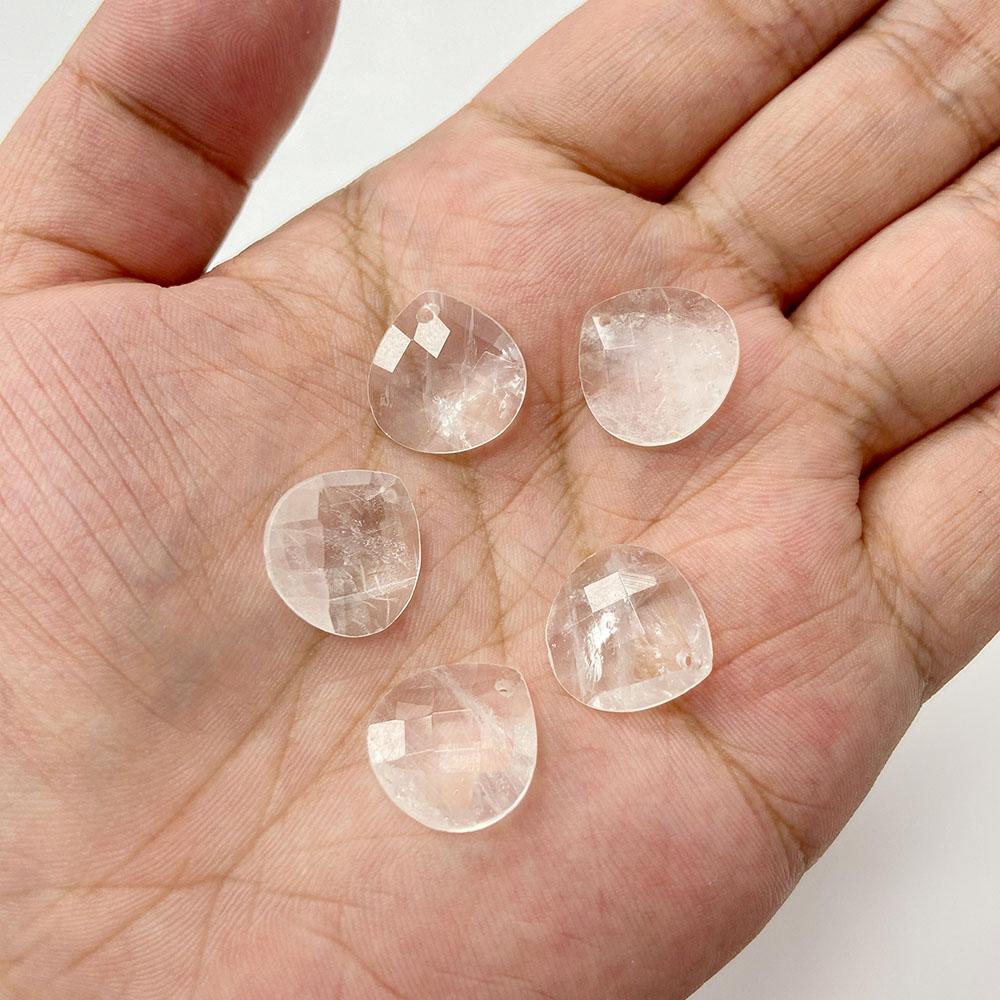 Natural Stone Amethysts Pendants Faceted Water Drop Rose Clear Quartzs for Jewelry Making Diy Necklace Earring Healing Accessory