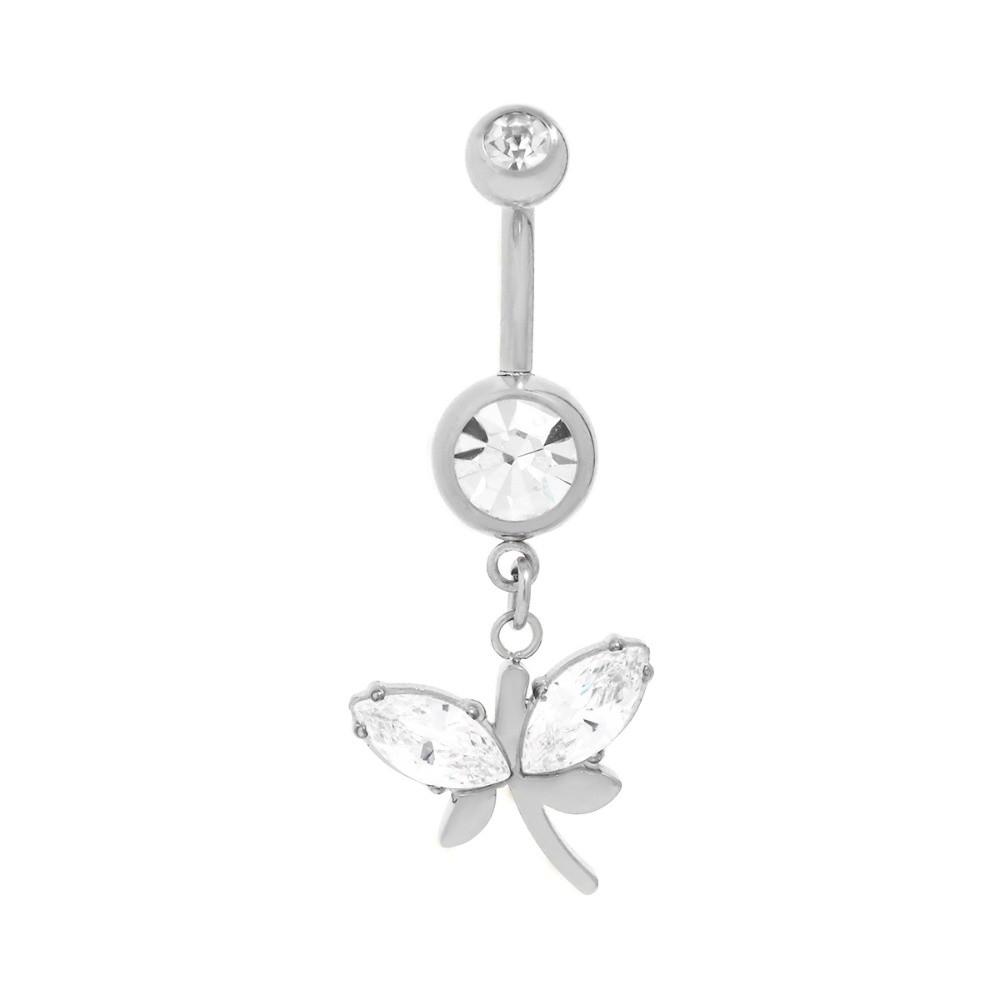 Alloy Rhinestone Piercing Belly Dual Color Shiny Leaf Navel Jewelry Exquisite Dangled Design Flower Rhinestone Belly Ring Beach
