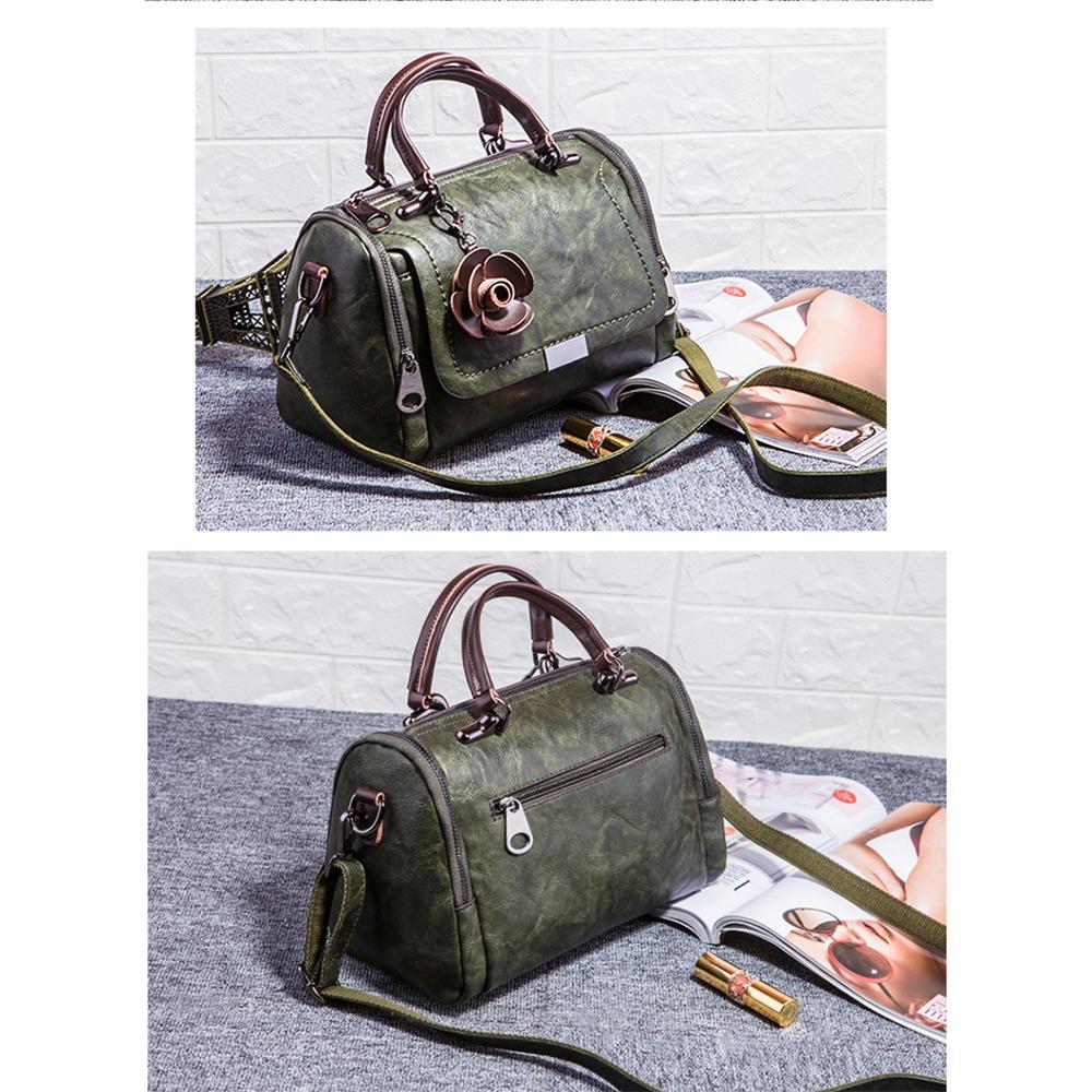 Women's Messenger Bag All-match Boston Bag Soft Leather Women's Bag Fashion Flower Handbag Bag
