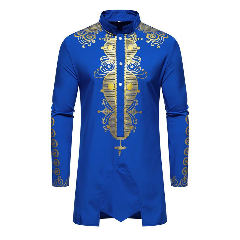 Men's Muslim Robe Jubba Thobe Muslim Dress Middle Eastern Costume Muslim Print Robe Blue Black Red White