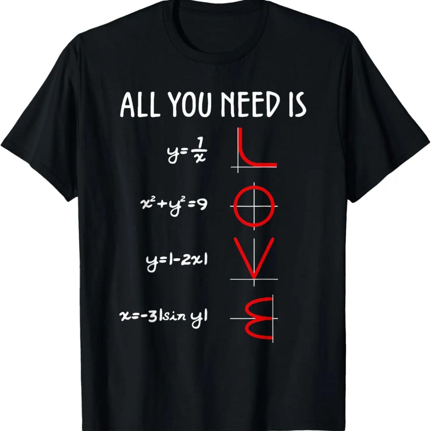 

All You Need Is Love Math Vertical T-Shirt Print Original Design Gifts Print on Demand Graphic T Shirts Vintage T Shirt S чёрный