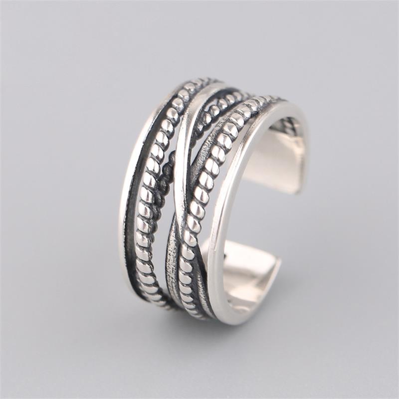 XIYANIKE Silver Color Vintage Multilayer Winding Adjustable Cuff Finger Rings For Women Girl Fashion New Jewelry Party Gift