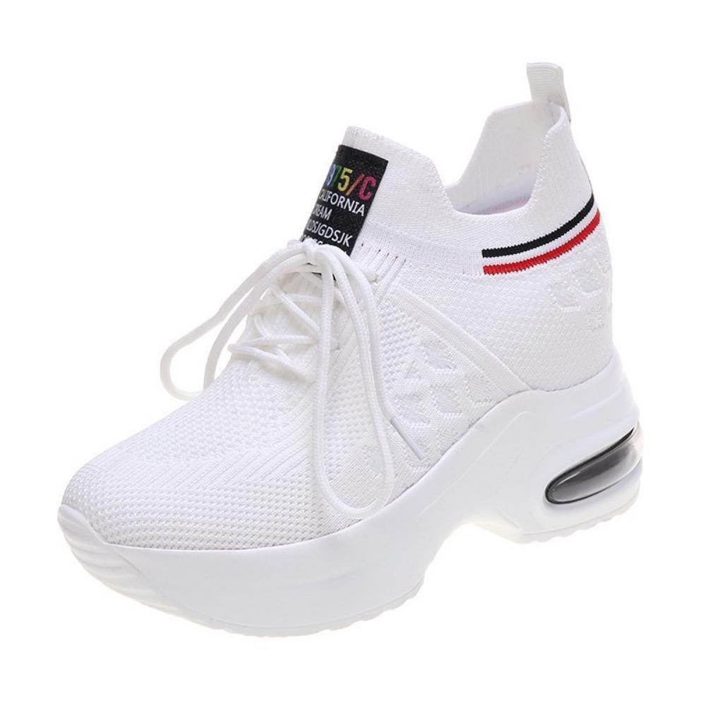 Women's Spring and Autumn Increased Waterproof Platform Sports Shoes - Lightweight Mesh Breathable Casual Running Shoes