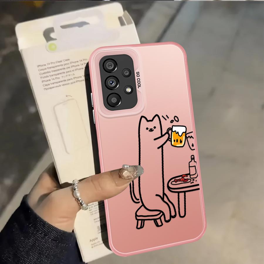 Funny Cat Clear Couple Paired Back Phone Cover Case for Samsung Galaxy A54 A72 A51 A52 A04 A05 A71 A03 A06 A07 A50 A10 A20 A56