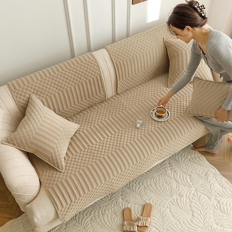 Retro Autumn and Winter Sofa Cushion Plush Simple Thickened Warm Cushion Cover Four Seasons Sofa Cover