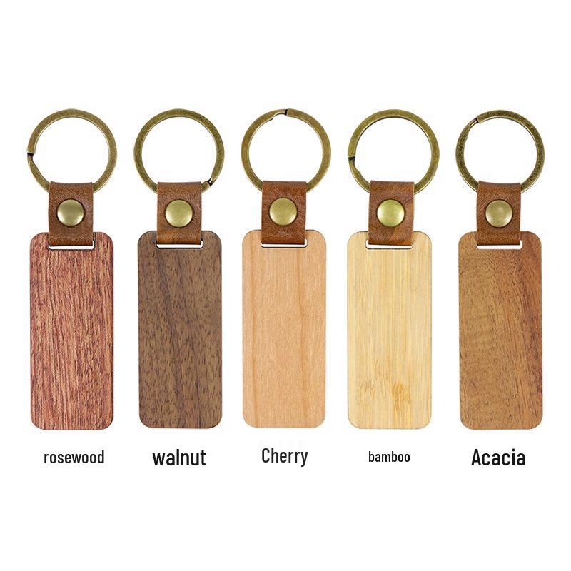 Rectangle Wooden Keychain Pendant - Business Gift in OPP Packaging