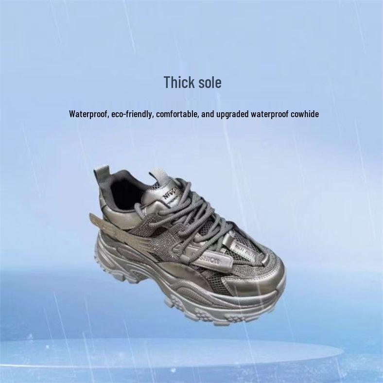 Petite Rhinestone Platform Sneakers - Women's Sporty Casual Spring/Autumn 2025 Style