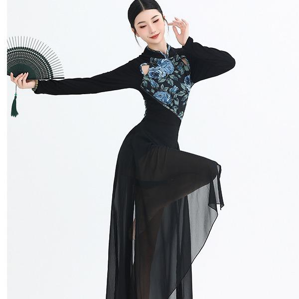 Women's Chinese Fan Dance Costume: Retro Qipao Style with Classical Jazz Influence