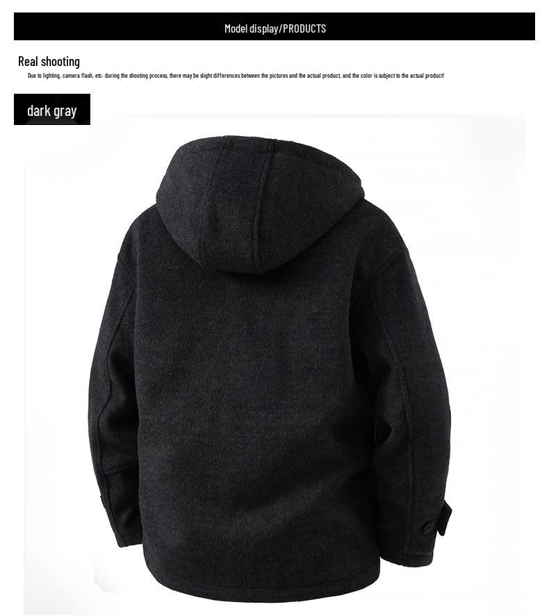 Men's Winter Thick Wool Hooded Zipper Jacket