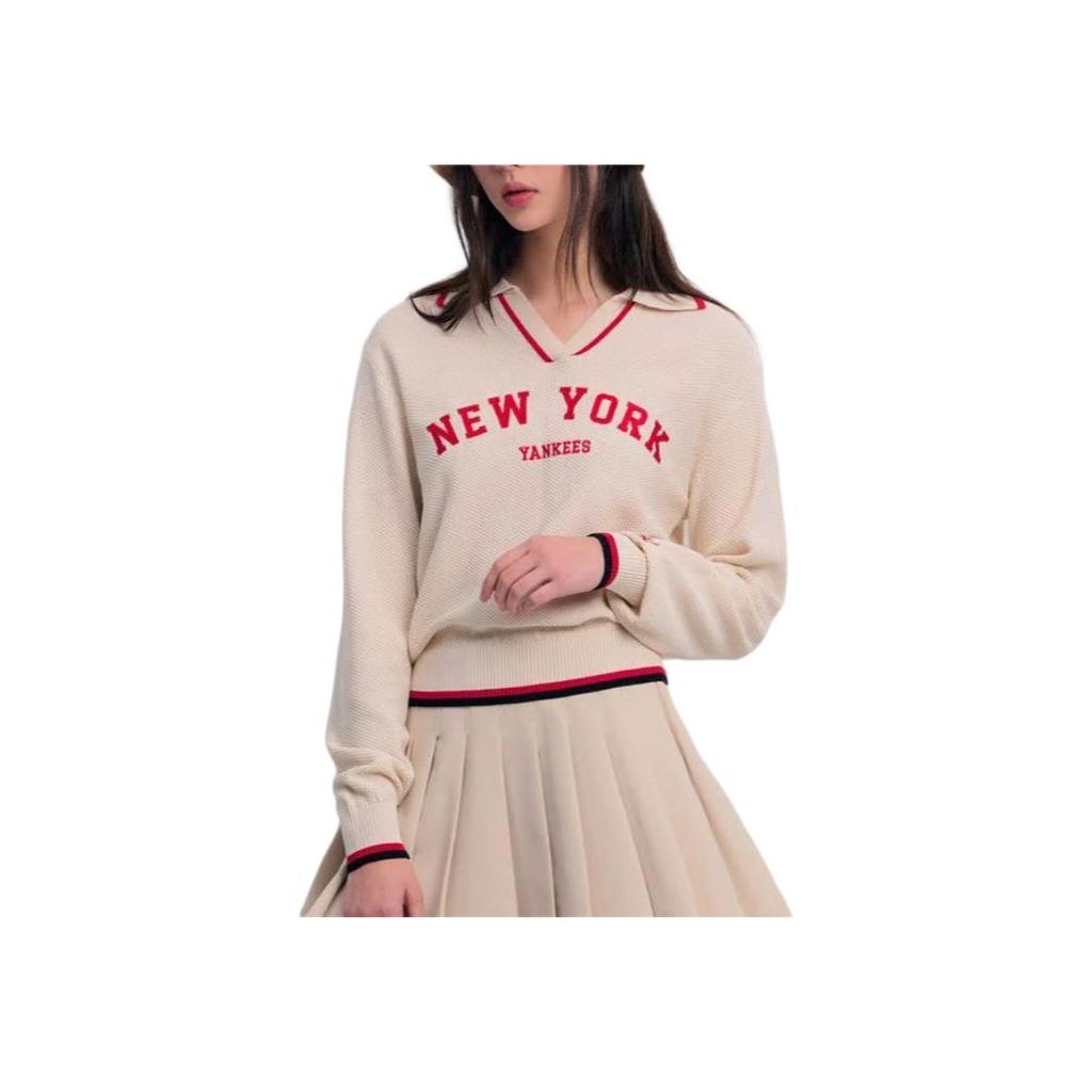 New MLB SS24 New York Yankees Knitwear Women's Cream 3FKPV0141-50CRD