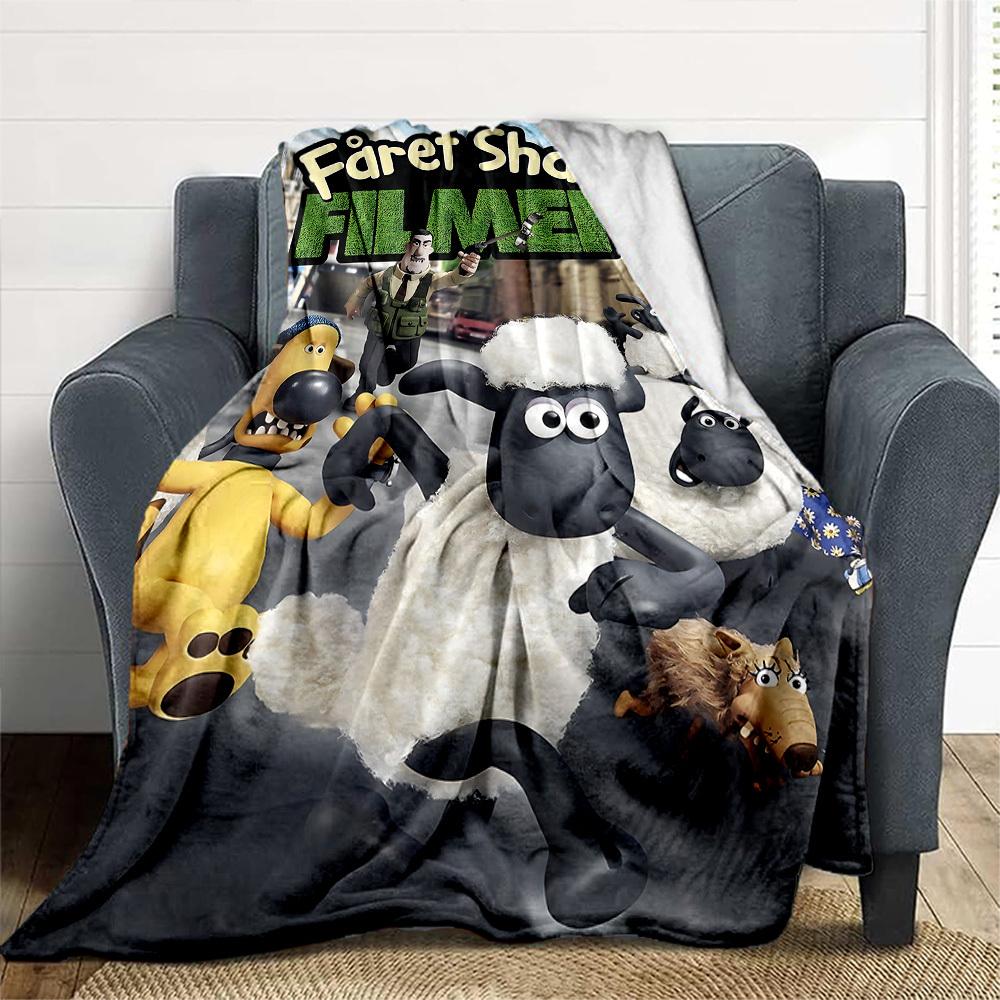 1pc Sheep Shaun Dog Outdoor Blanket Lightweight Flannel, Soft & Warm, All-Season Use for Sofa, Outdoor, Camping, Living Room041