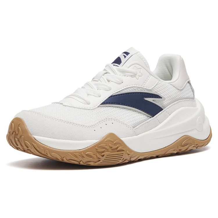 Anta Qicheng Fabric Synthetic Leather Shock Absorbing Non-Slip Wear-Resistant Low-Top Sports Casual Shoes Women Sneakers White Blue 922318859-1