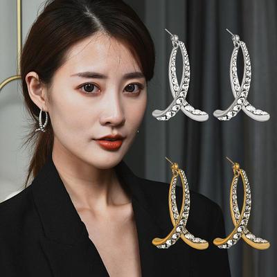 Ohrringe im koreanischen Stil S925 Silbernadel Diamant Geometrisches Kreuz Fischschwanz