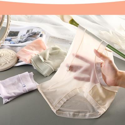 Nahtlose Damen-Unterwäsche mit mittlerer Taille aus Eis-Seide mit Stretch: Unsichtbare, Atmungsaktive & Sexy Bikini-Tangas für Mädchen