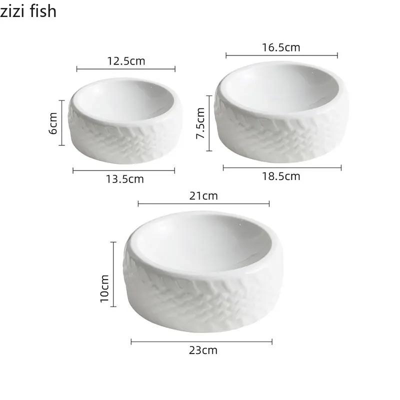 Creative Tire Shaped Ceramic Dinner Plate Restaurant Soup Plate Dessert Plate Snack Plates Pasta Plates Solid Color Tableware