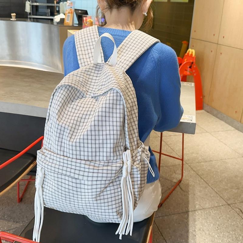School bag female plaid fresh and sweet girl heart backpack value college student class small backpack