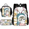 Child School Funny Cat M-mofusands-Backpack with Lunch Bags ,Pencil Bags ,School Bags for Boys Girls Best Gift