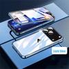 360 Full Protection Metal Magnetic Double-Sided Glass Snap Lock Phone Case For iPhone 17 Air 16 15 14 13 12 11 Pro Max Lens Protection Cover