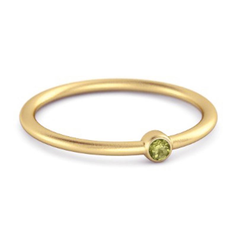 Peridot Round Minimalist Bezel Set Ring -Sterling Silver