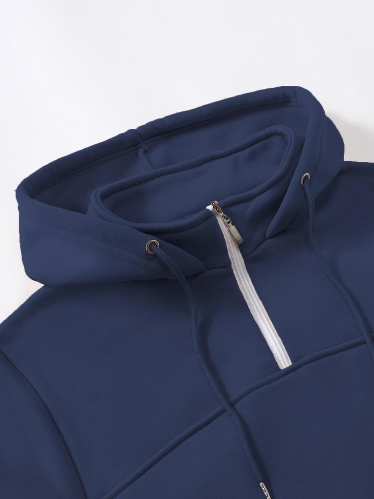 Men's European Fit Half-Zip Hoodie - Casual Spring/Autumn Sport Jacket