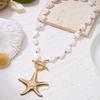 Bohemia Irregular Imitation Pearl Chain Necklace for Women Summer Beach OT Buckle Starfish Shell Turtle Choker Beach Jewelry