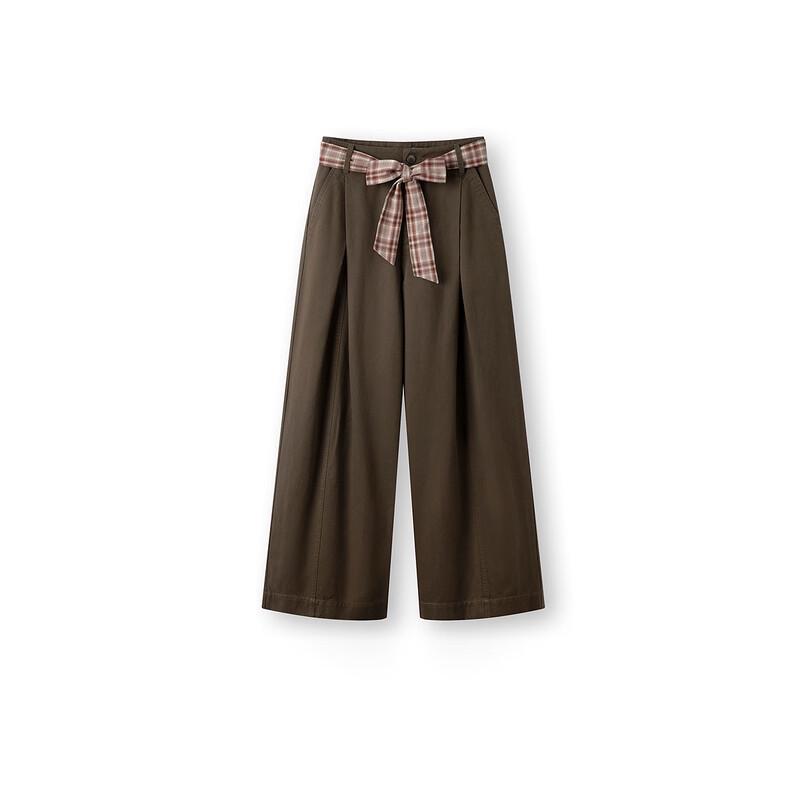 Semir Women's Loose Pleated Wide-Leg Long Pants with Belt