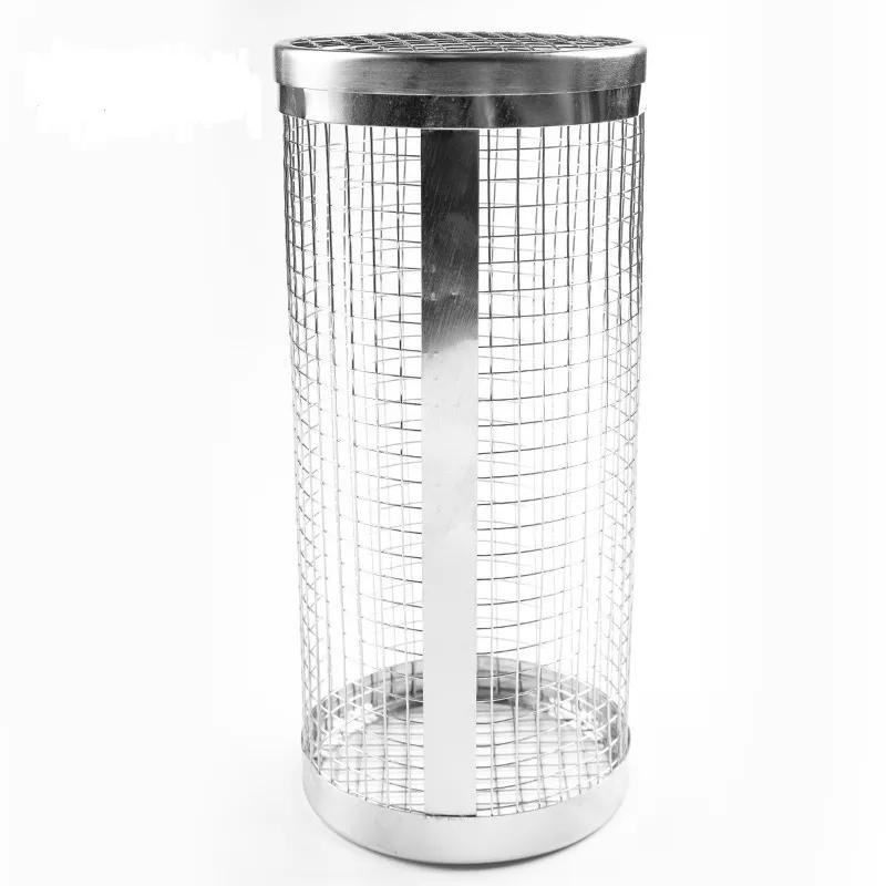 Stainless Steel Barbecue Cooking Grate Mesh Rotation Cylinder Cage Camping Picnic Cookware Outdoor Round BBQ Net Tube Campfire Grill Rolling Basket