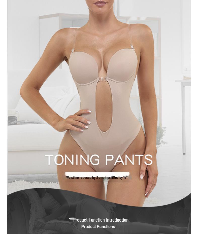 Sling Bra Transparent Bodysuit with Detachable Straps - Evening Shaper Corset Lingerie