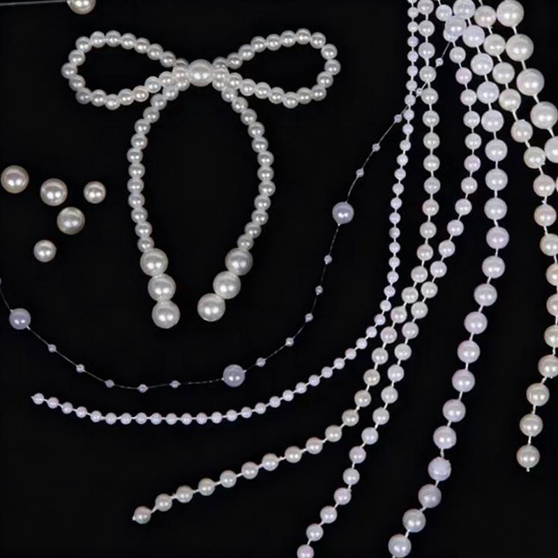 Symulowany łańcuch z pereł 5 metrów/opakowanie Białe Okrągłe Dekoracyjne Łańcuchy Perłowe Dostępne Rozmiary 4/5/6mm Ślubne Materiały DIY Ręcznie Robione ZYF