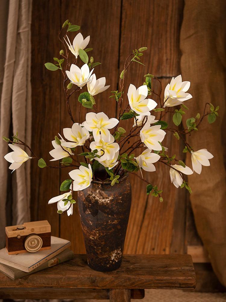 7 Heads Simulation Magnolia Bouquet Artificial Magnolia Bouquet Magnolia Stem Flower for Home Faux