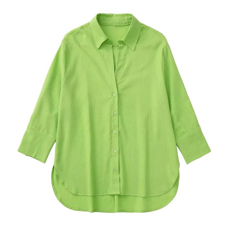 Ur Women's Spring Clothing Fashion Casual Long Sleeve Linen Shirt