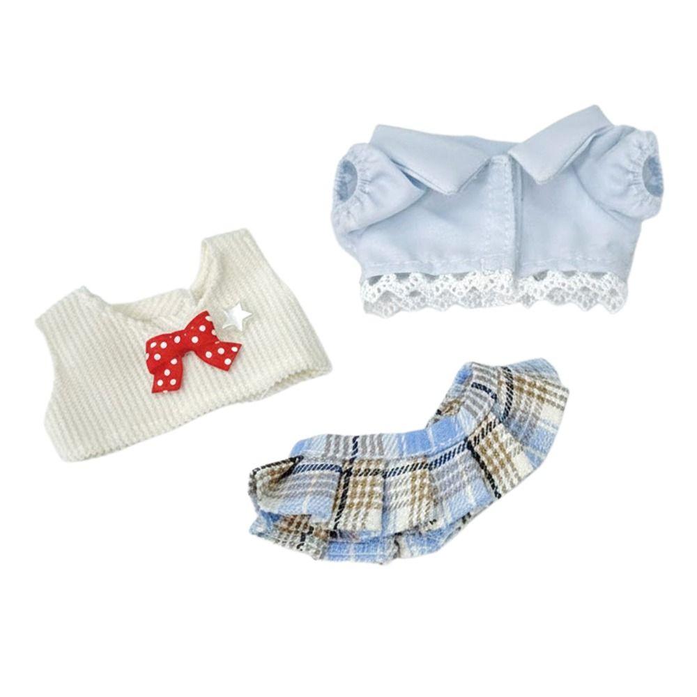 Blue Pink Doll Student Uniform 10cm Doll School Suit Doll Clothes  10cm Cotton Stuffed Doll