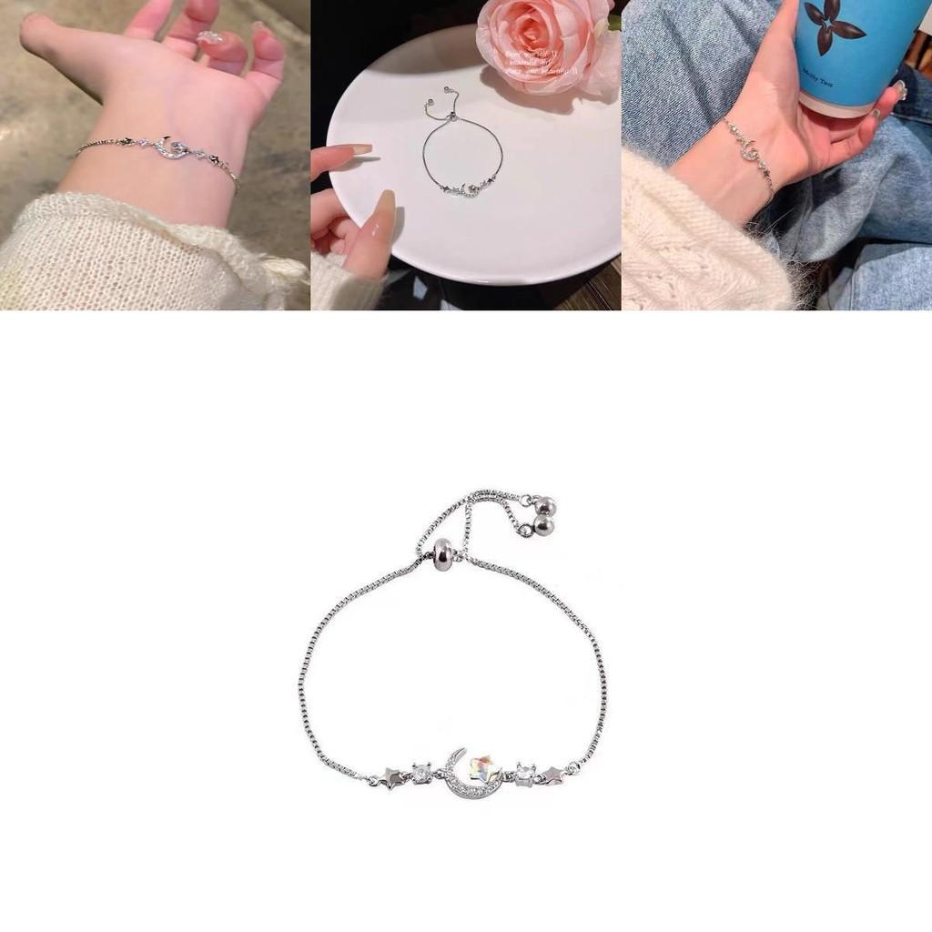 Elegant Star Moon Zircon Bracelet For Women Fashionable Unique Design Jewelry