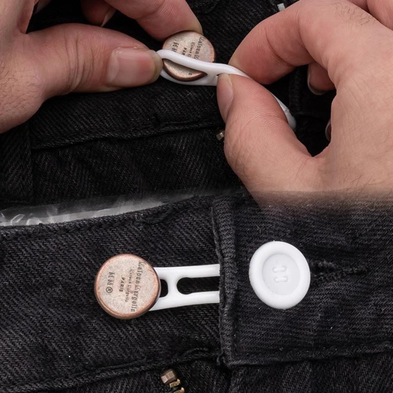 2/1pc Button Extender for Pants, Adjustable Waist Button, Retractable Waistband Expander, No Sew Buttons