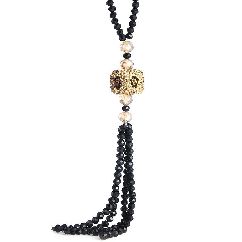 Crystal Sweater Chain Long Versatile Simple Fashion High-End Clothing Accessories Necklace Female Same Style