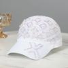 Damen Frühling Sommer Baseballkappe Mode Perle Strass Plaid Cap Mesh Atmungsaktiv Sonnenhut