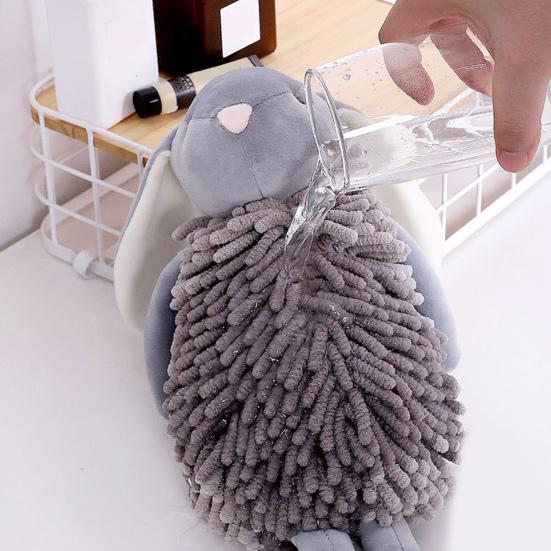Yousheng Chenille Hand Towel Soft Velvet Absorbent Towel Bathroom Three-dimensional Bunny Shape Quick Drying Hand Towel
