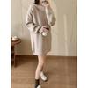 Fashion casual hooded medium and long knitted sweater top women's autumn and winter new loose lazy pullover sweater