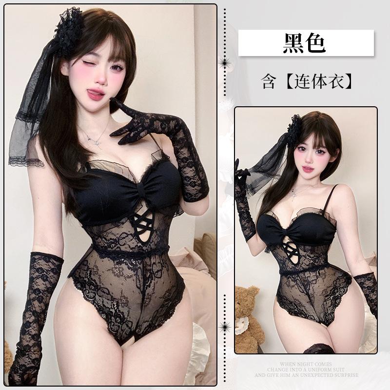 Sexy lingerie pure desire suspender lace perspective sex fun uniform temptation open gear no-take-off onesie
