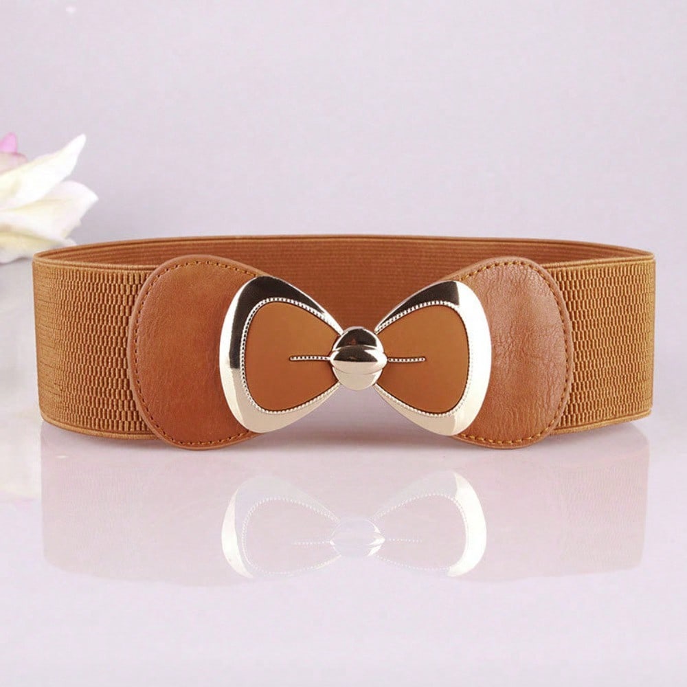 Nouvelle Mode Ceinture Polyvalente Ceinture pour Femme Ceinture Élastique à Nœud Ceinture Scellante pour la Taille 70CM chameau