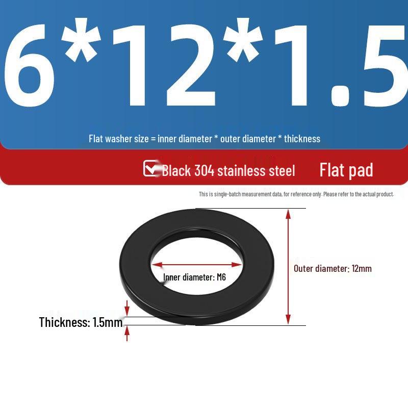 Ultra-Thin Black Zinc-Plated Stainless Steel Flat Washer (M2-M20)