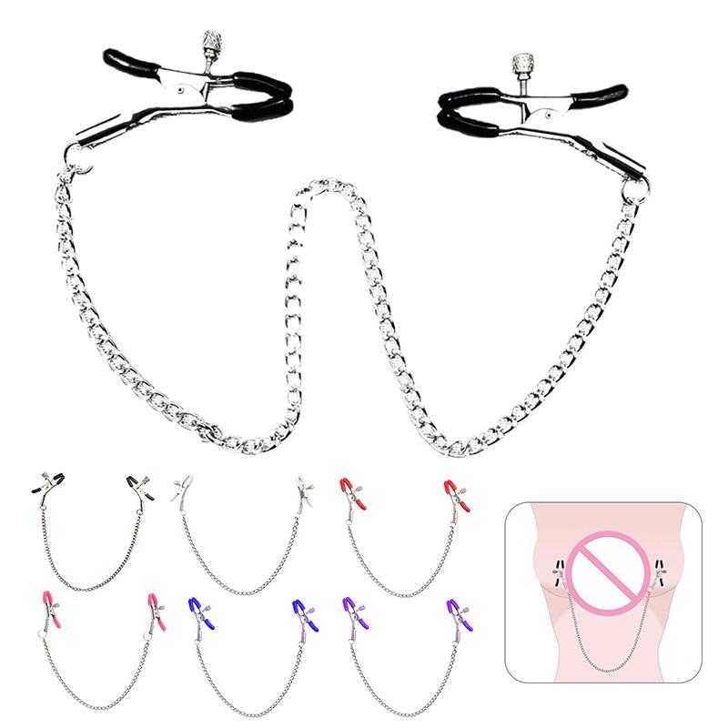 Metal Chain Nipple Clips Clitoris Breast Massage Clamps Adult Flirting Teasing Erotic Gadgets Sex Toys For Couples Multicolored
