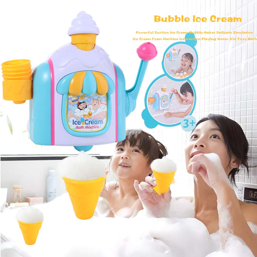 Powerful Suction Ice Cream Foam Machine Simulation Kid Toys Bath Ice Cream Bubble Maker Toddler
