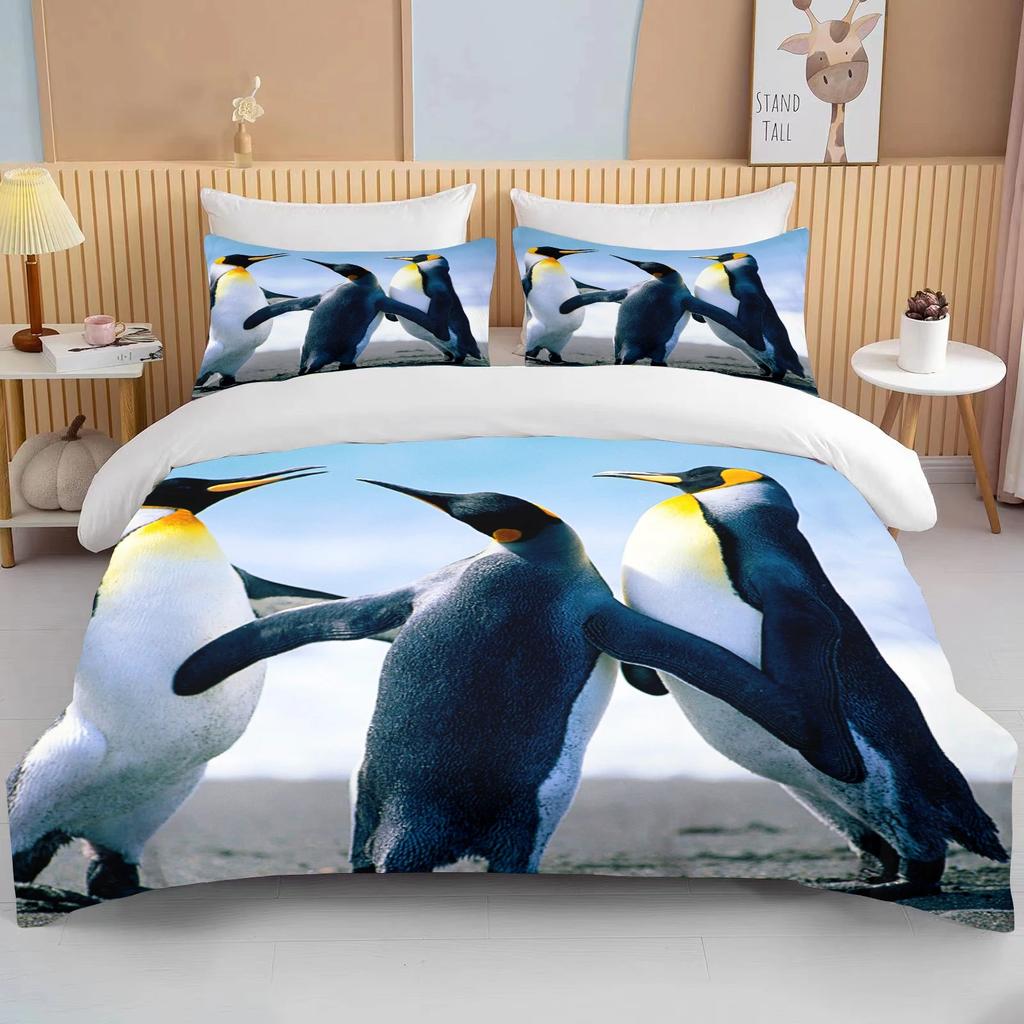 Cute Penguin Bedding 2/3 Piece Set king size double bed bedding set microfiber or polyester duvet cover set kids bedroom bed set