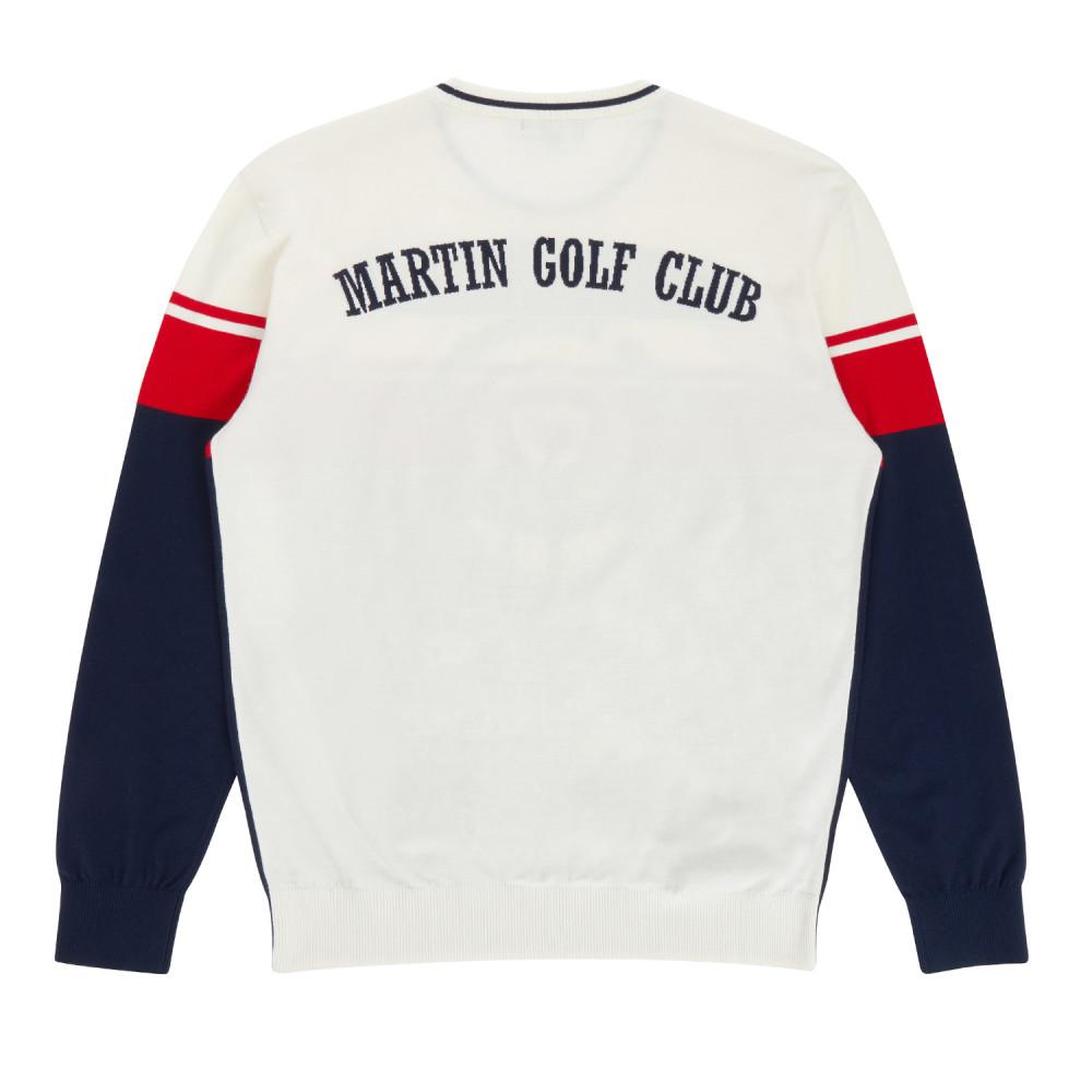 MARTINE GOLF Color Block Crew Neck Sweater_Ivory (Men)