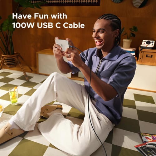 UGREEN Uno Type C kaabel 100W/5A PD3.0 ülikiire laadimine E-maker kiip LED naeratuse visualiseerimine nailonpunutis Kõrge vastupidavus USB C to USB C ühilduv w