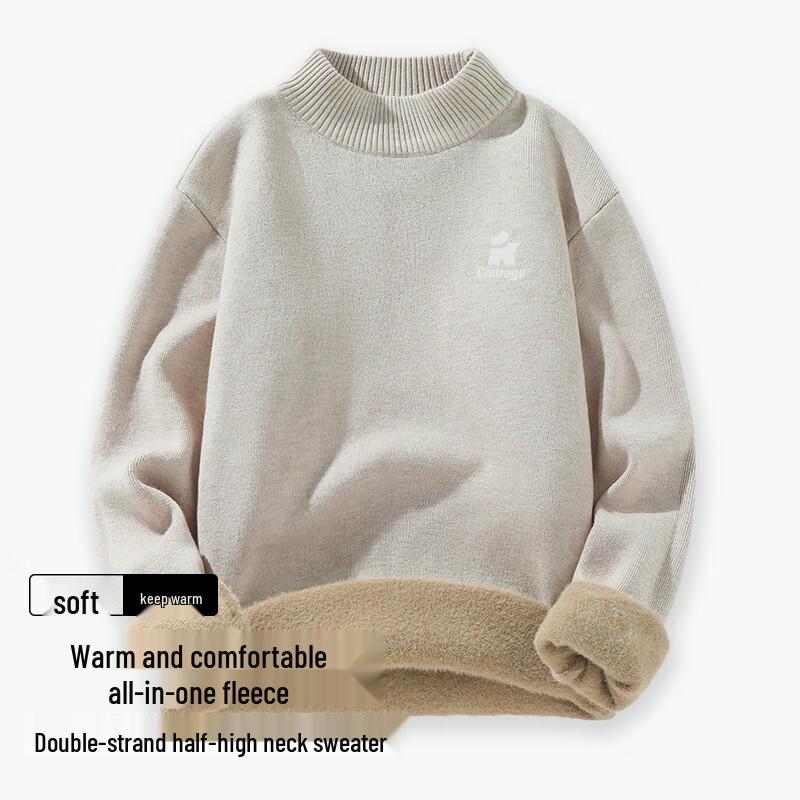 Baleno Men's Winter Fleece-Lined Semi-High Collar Knit Sweater