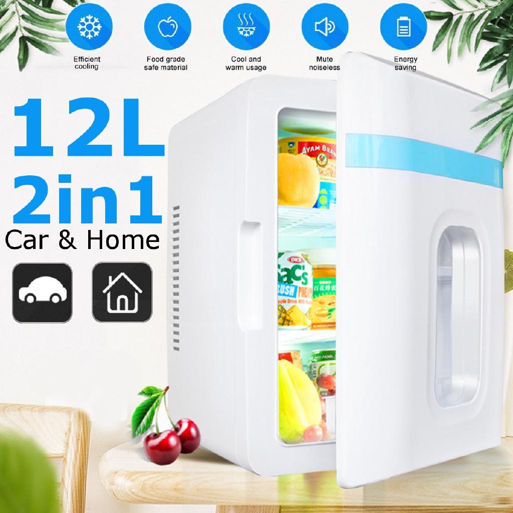 12L 2-IN-1 Mini Heating Box Fridge Home and Car Ultra Quiet Refrigerators Low Noise Car Refrigerators Cold Storage Cosmetic