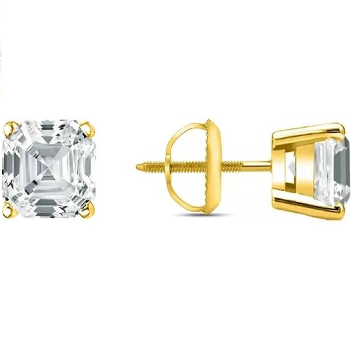 

Ювелирные изделия Prim 5.50 Ct Asscher огранка бриллиантовые серьги-гвоздики Solid 18K желтое золото корзинка винт женские украшения 15MM жёлтый